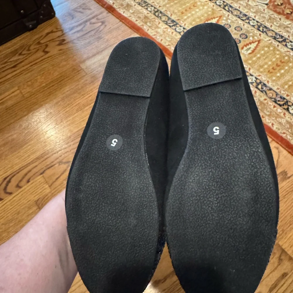New INC International Concepts Black Dress Shoes with Glitter Bow Ballet‎ Flat
